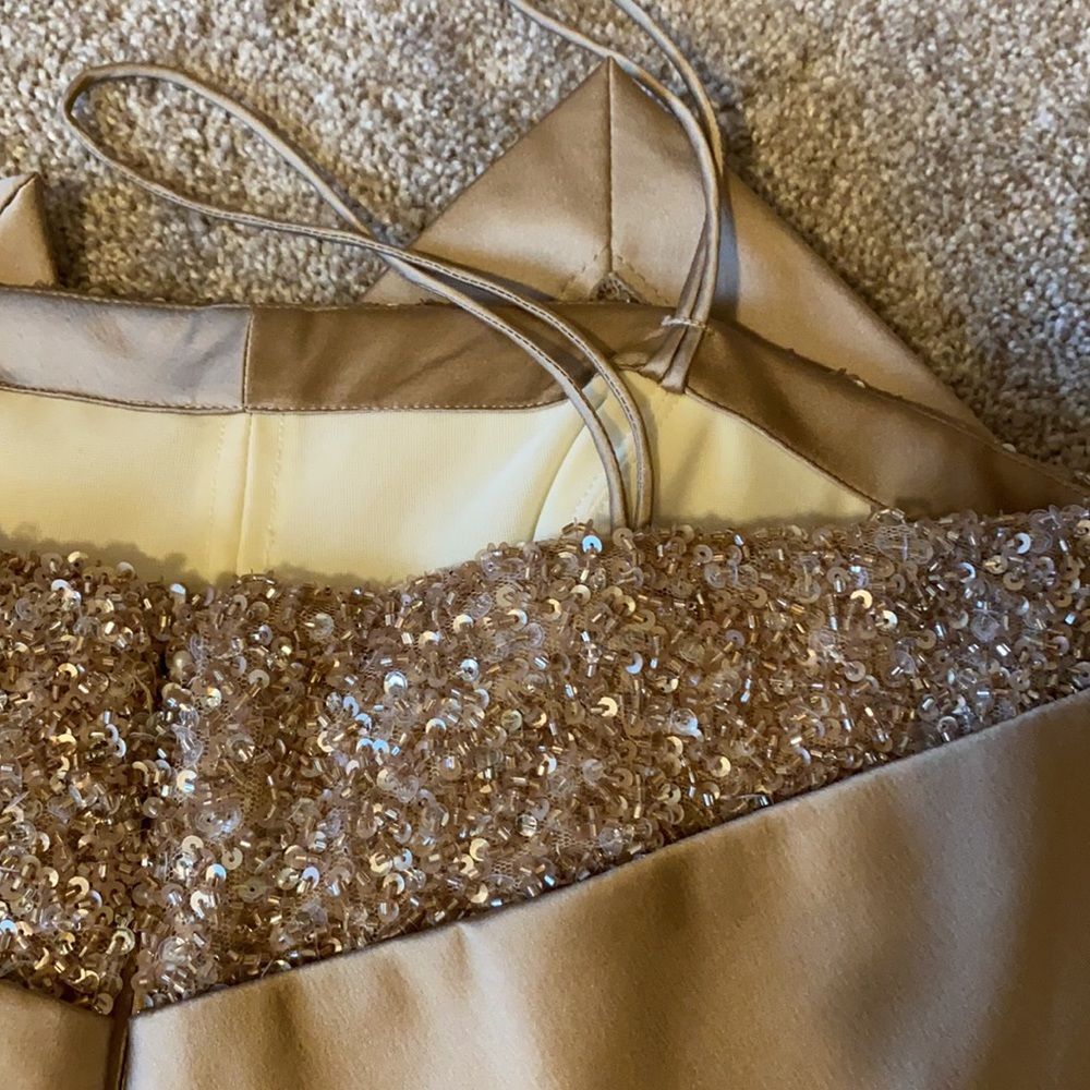 Theia Couture Assymmetrical Beades Strapples Dress - Picture 10 of 11